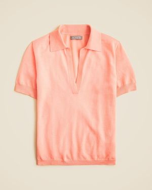 J.Crew Short-Sleeve Sweater-Polo - Pink