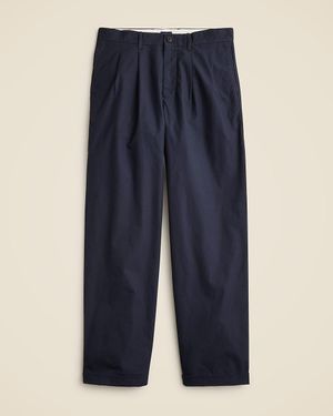J.Crew Relaxed-Fit Double-Pleated Cotton Poplin Chino Pant - Blue