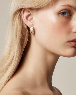 J.Crew Baguette Cubic Zirconia Hoop Earrings - Natural