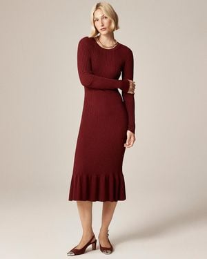 J.Crew Super-Stretch Ruffle Sweater-Dress - Red