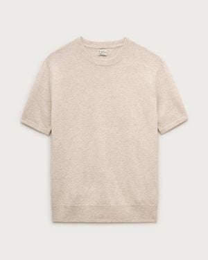 J.Crew Short-Sleeve Cashmere-Linen Blend Sweater - Natural