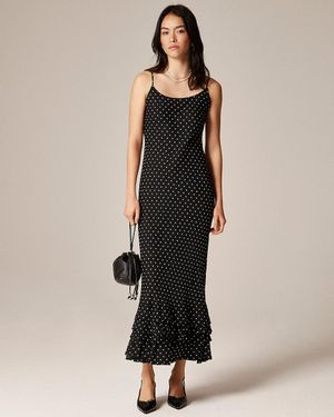 knee length dresses for ladies J. Crew Purple Lilac White Striped Ruffle Trim Lace Tiered Maxi Dress – The  Closet New York main image 0