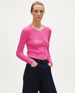 J.Crew Featherweight Cashmere Pointelle Cardigan - Pink