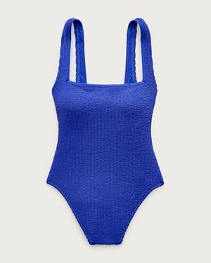 J.Crew Squareneck Scrunchie One-Piece - Blue