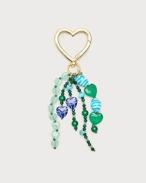 J.Crew Carabiner Beaded Heart Bag Charm - White