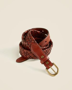 J.Crew Braided Leather Belt With Round Buckle - Brown