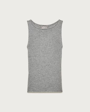 J.Crew Featherweight Cashmere Boatneck Ribbed Tank Top - Gray