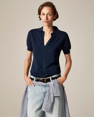 J.Crew Short-Sleeve Sweater-Polo - Blue