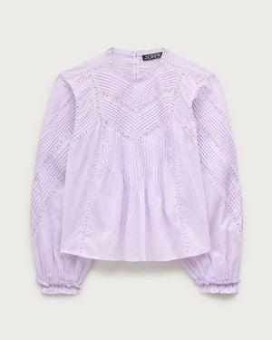 J.Crew Lace-Trim Pintuck Top - Purple