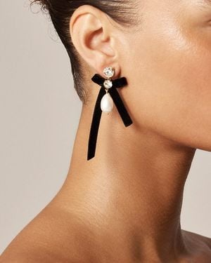J.Crew Bow Pearl Drop Earrings - Brown
