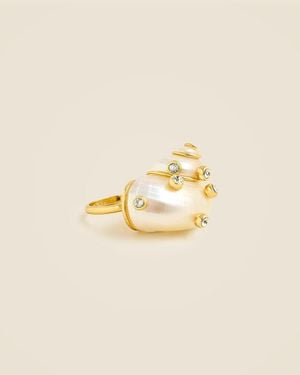 J.Crew Seashell Ring With Crystals - Natural