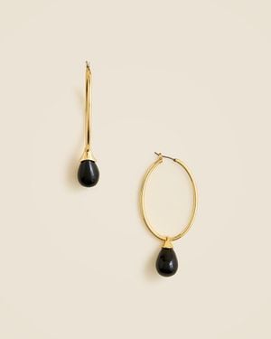 J.Crew Beaded Oval Hoop Earrings - Natural