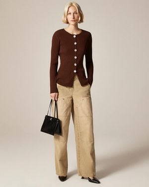 J.Crew Super-Stretch Ribbed Cardigan - Natural