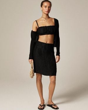 J.Crew Textured Linen-Blend Skirt - Black