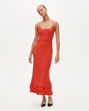 J.Crew Ruffle-Trim Slip Dress - Red