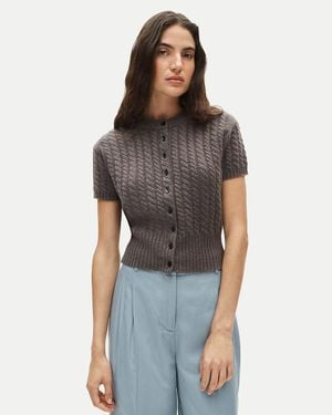 J.Crew Cashmere Short-Sleeve Cable-Knit Cardigan - Multicolor