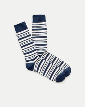 J.Crew Striped Piqué Socks - Blue