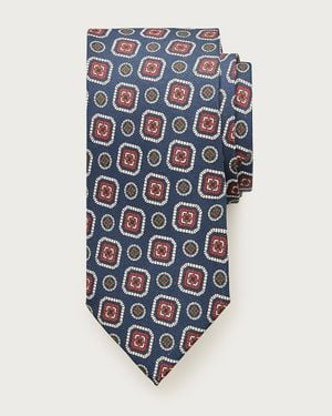 J.Crew English Silk Twill Printed Tie - Blue