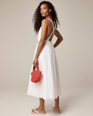 J.Crew Embroidered Apron Dress - Natural