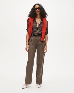 J.Crew Petite Wide-Leg Pleated Pant - Red