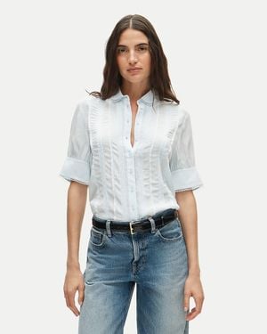J.Crew Lace-Trim Button-Up Top - White