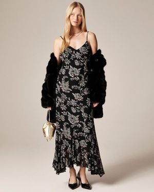 J.Crew Flounce-Hem Slip Dress - Black