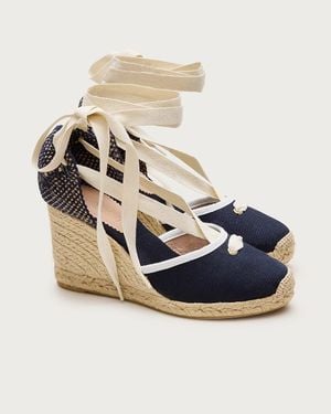 J.Crew Made-In-Spain Espadrille Lace-Up Wedges - Blue