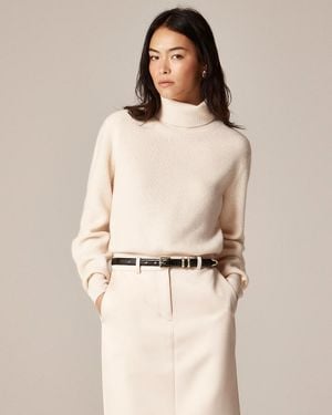 J.Crew Ribbed Cashmere Turtleneck Sweater - Natural