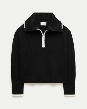 J.Crew Cashmere Quarter-Zip Sweater With Tipping - Black