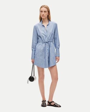 J.Crew Tall Ruffle-Collar Mini Shirt-Dress - Blue