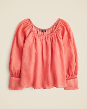 J.Crew Lace-Trim Gathered Top - Pink