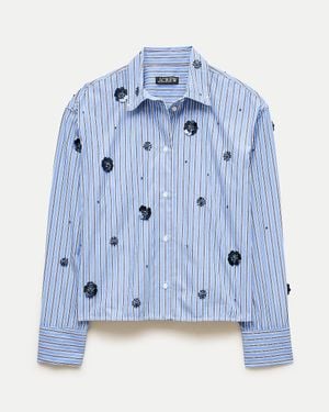 J.Crew Esme Cropped Button-Up Shirt - Blue