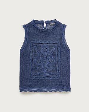 J.Crew Crochet Floral Tank Top - Blue