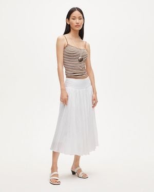 J.Crew Petite Midi Crinkle Skirt - White