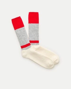 J.Crew Ribbed Lambswool-Blend Colorblock Socks - White