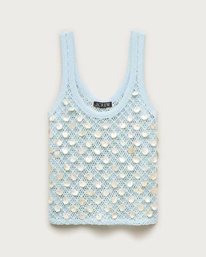 J.Crew Crochet Shell-Embroidered Tank Top - Blue
