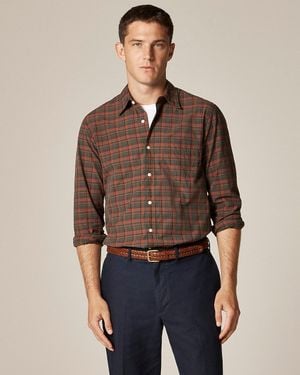 J.Crew Slim Untucked Secret Wash Cotton Poplin Shirt With Point Collar - Brown