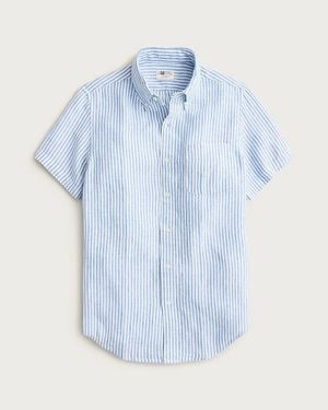 J.Crew Short-Sleeve Baird Mcnutt Irish Linen Shirt - Blue