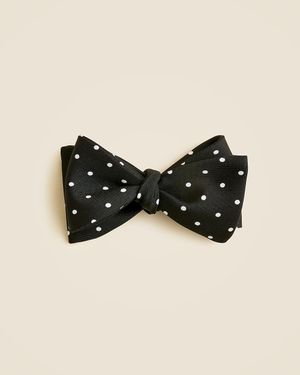 J.Crew English Silk Polka-Dot Bow Tie - Black