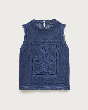 J.Crew Crochet Floral Tank Top - Blue