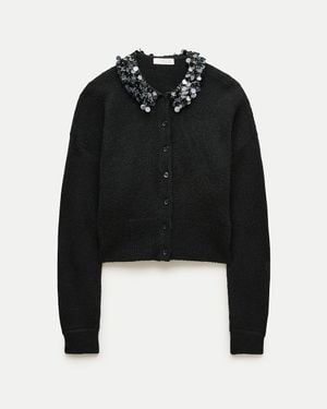J.Crew Alpaca-Blend Cardigan With Paillette Collar - Black