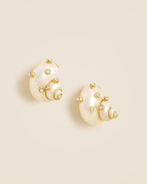 J.Crew Seashell Stud Earrings With Crystals - Natural