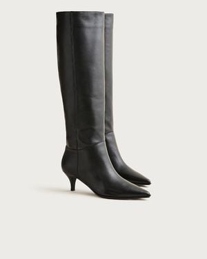 J.Crew New Stevie Leather Knee-High Boots With Extended Calf - Black
