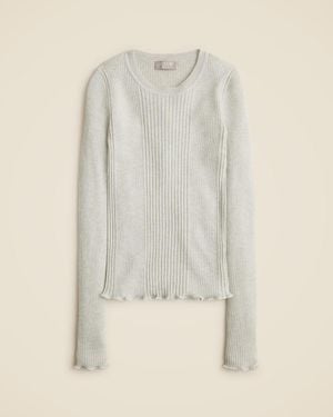 J.Crew Ribbed Featherweight Cashmere Long-Sleeve Sweater-Tee - Natural