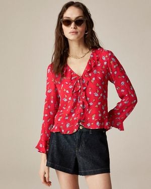 J.Crew Ruffle Tie-Front Top - Red