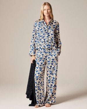 J.Crew Soft-Shine Long-Sleeve Pajama Pant Set - Blue