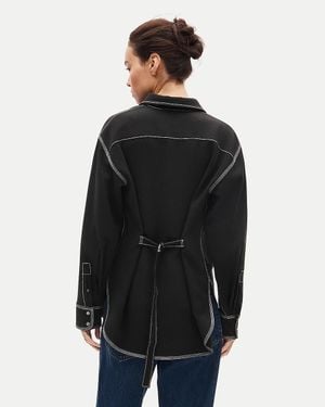 J.Crew Cinched-Back Button-Up Shirt - Black