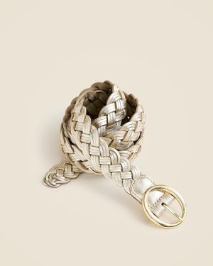 J.Crew Braided Metallic Italian Leather Belt - Natural
