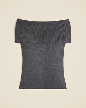J.Crew Tencel Lyocell-Blend Foldover Top - Gray