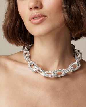 J.Crew Chainlink Necklace With Pavé Crystals - Brown